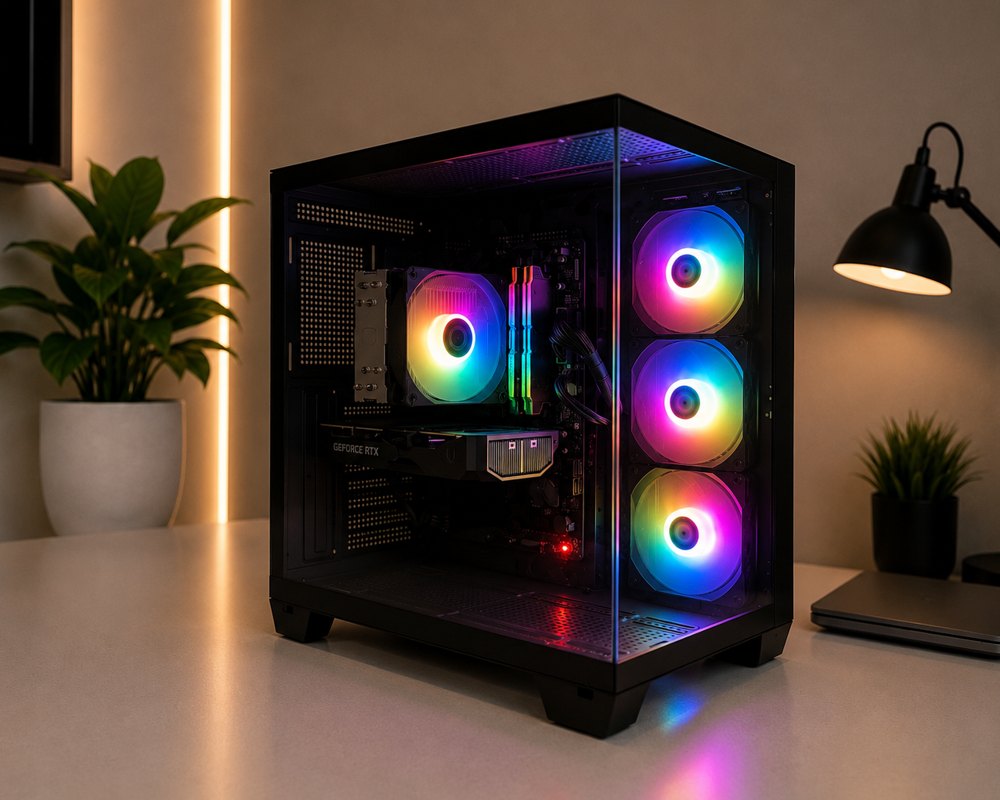 Streaming build met kleurrijke RGB-verlichting