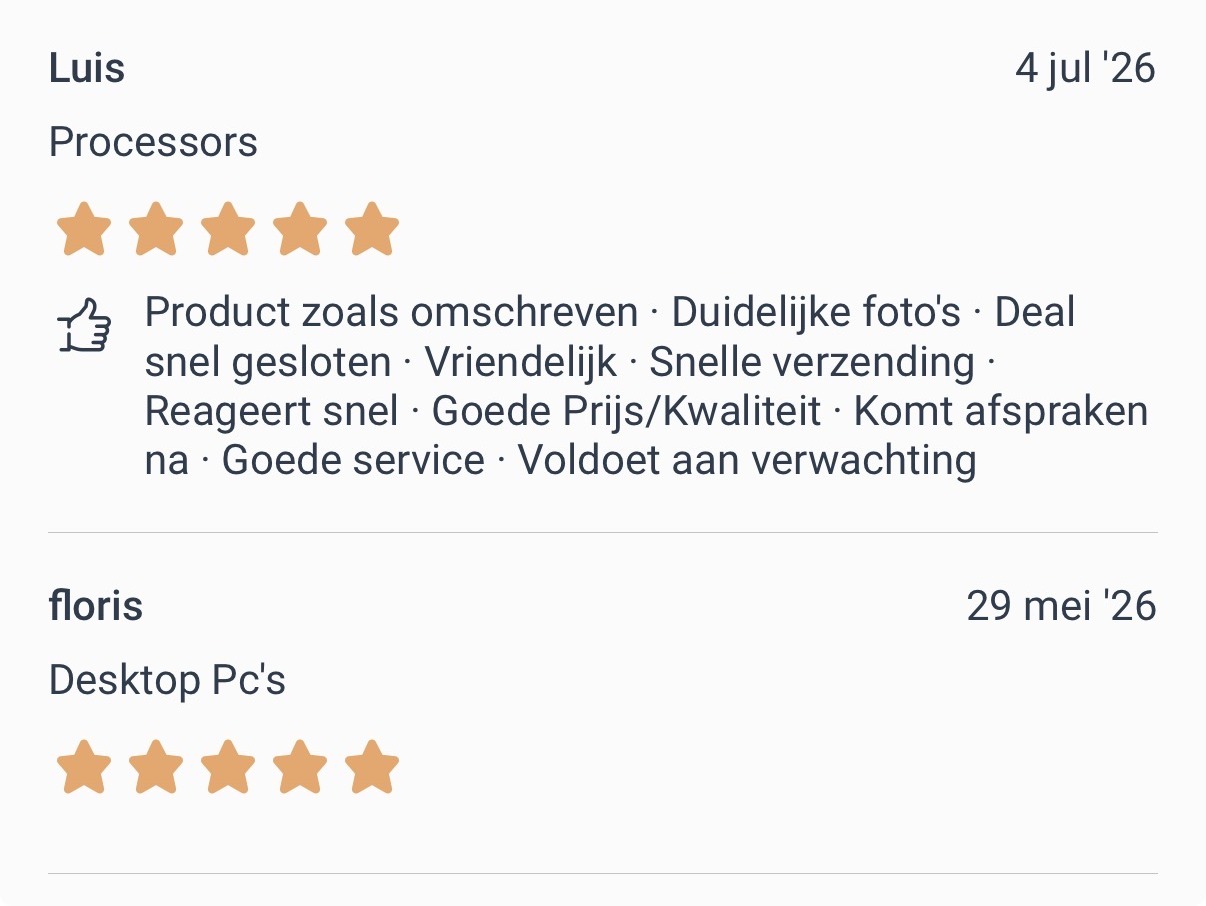 5-sterren Marktplaats reviews van klanten Luis en floris over NA PC BUILDS